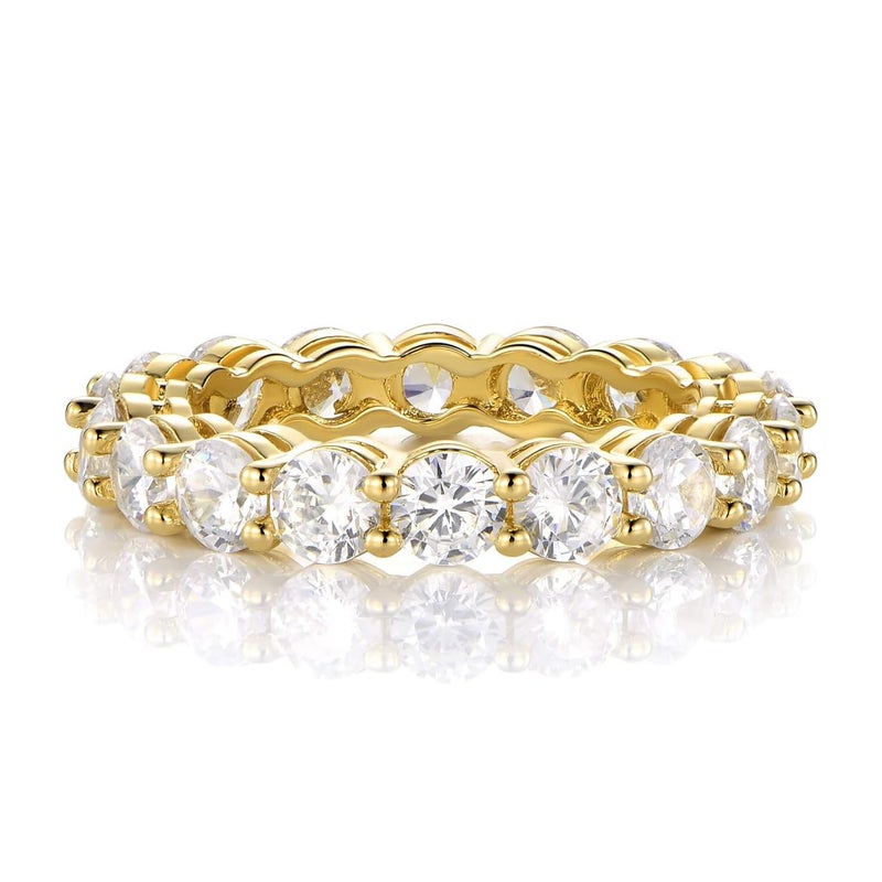 Gemsme 18K Yellow Gold Plated Tennis Necklace/Bracelet/Earrings/Band Ring Sets Pack of 4 (5#) - Image 3